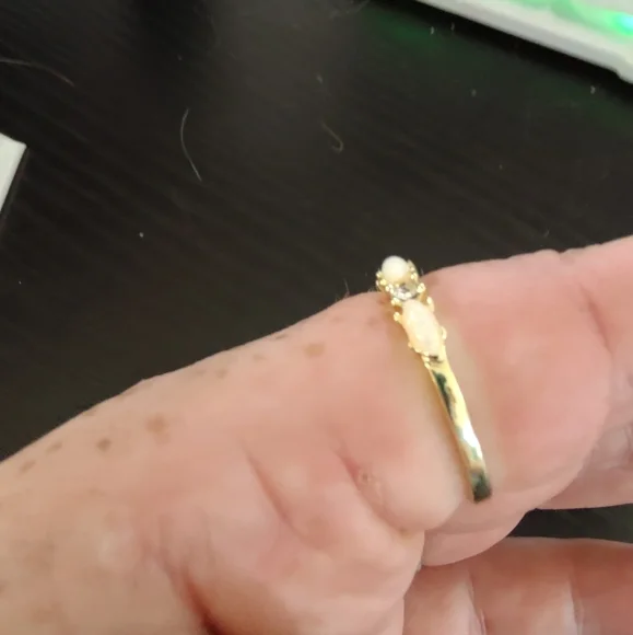 Gold plated opal and mossianite - Picture 3 of 8